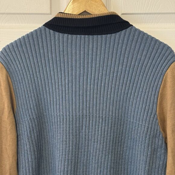 Cabi Style 3703 Knit Sweater Jacket Cardigan XL Navy Tan Colorblock Button Front - Picture 5 of 9